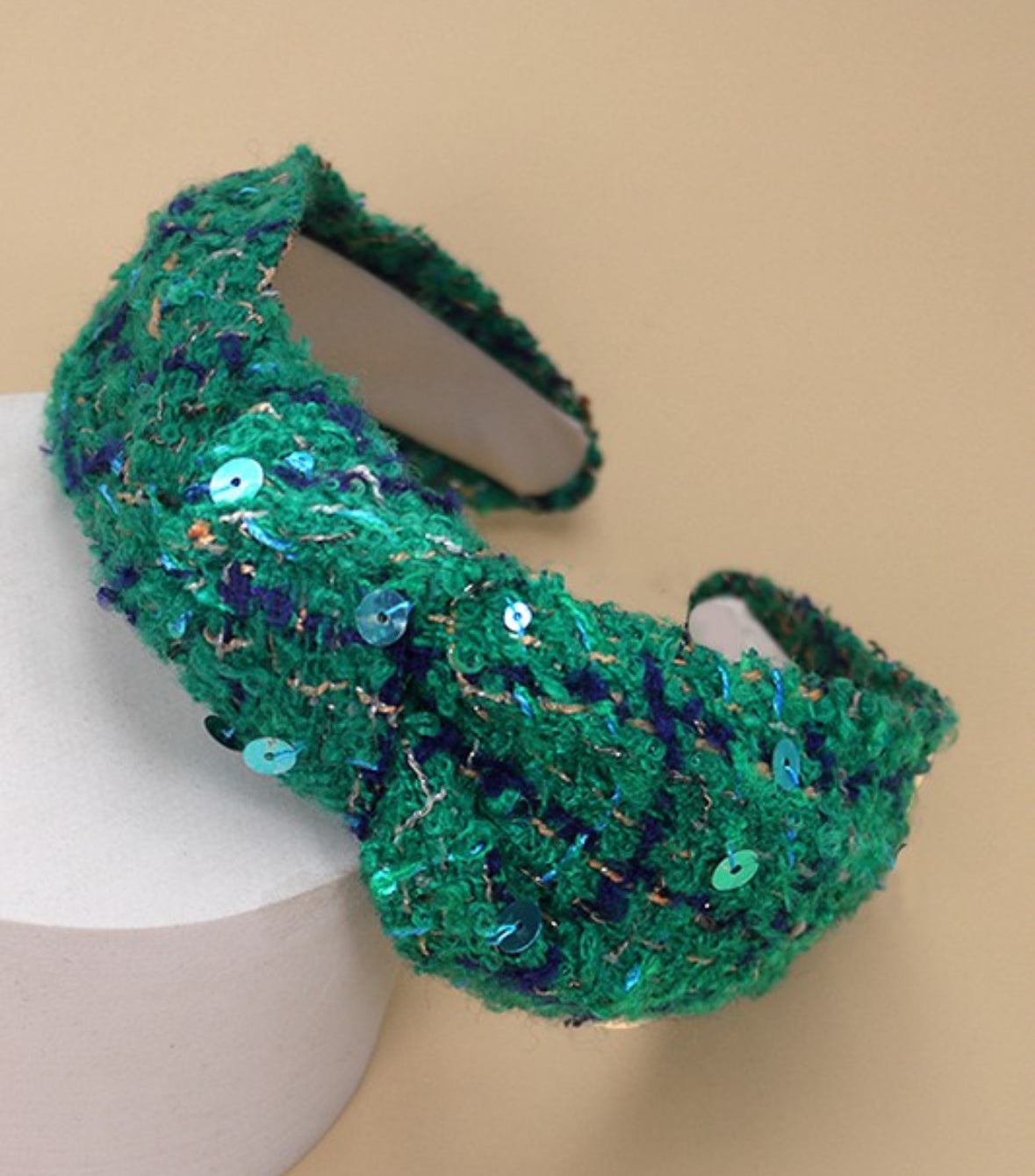 Tweed green headband