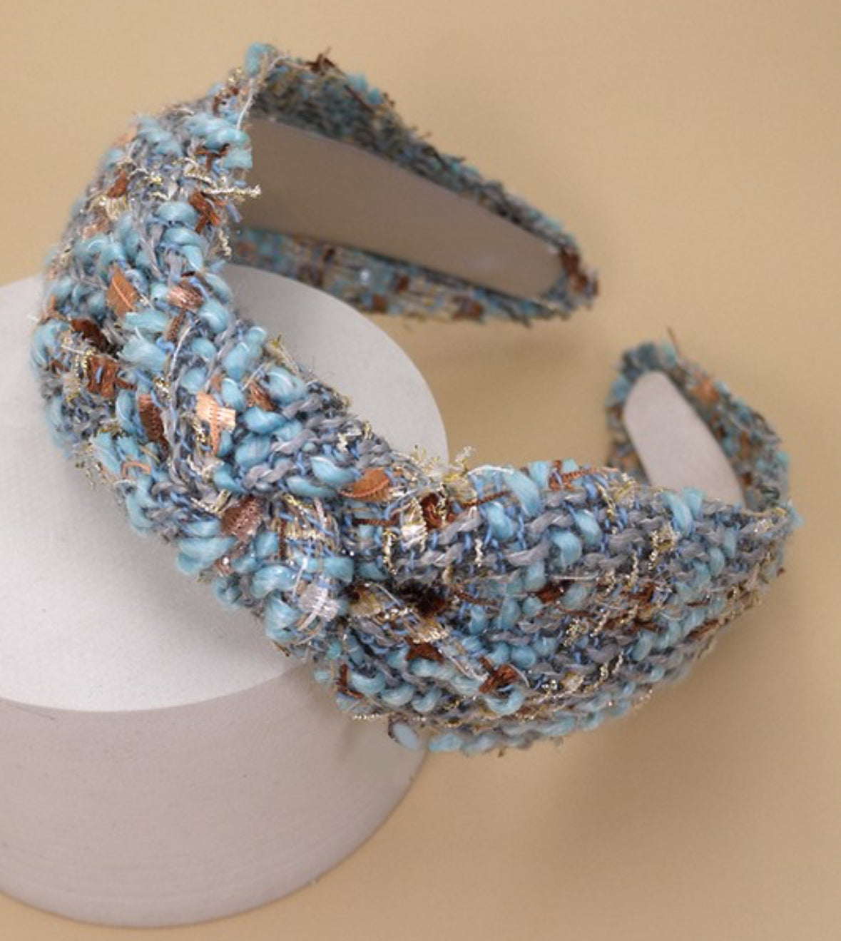 Tweed blue headband