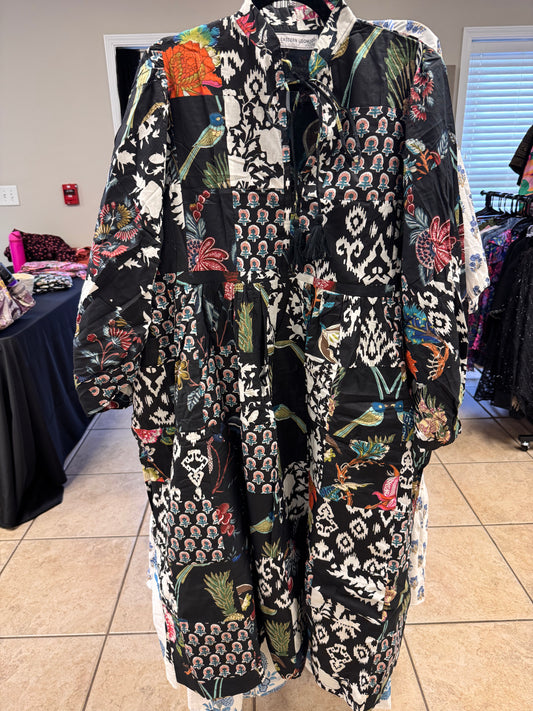 One size Black Patchwork dress