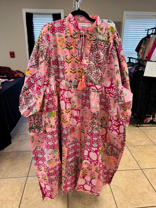 One size Patchwork pink dress